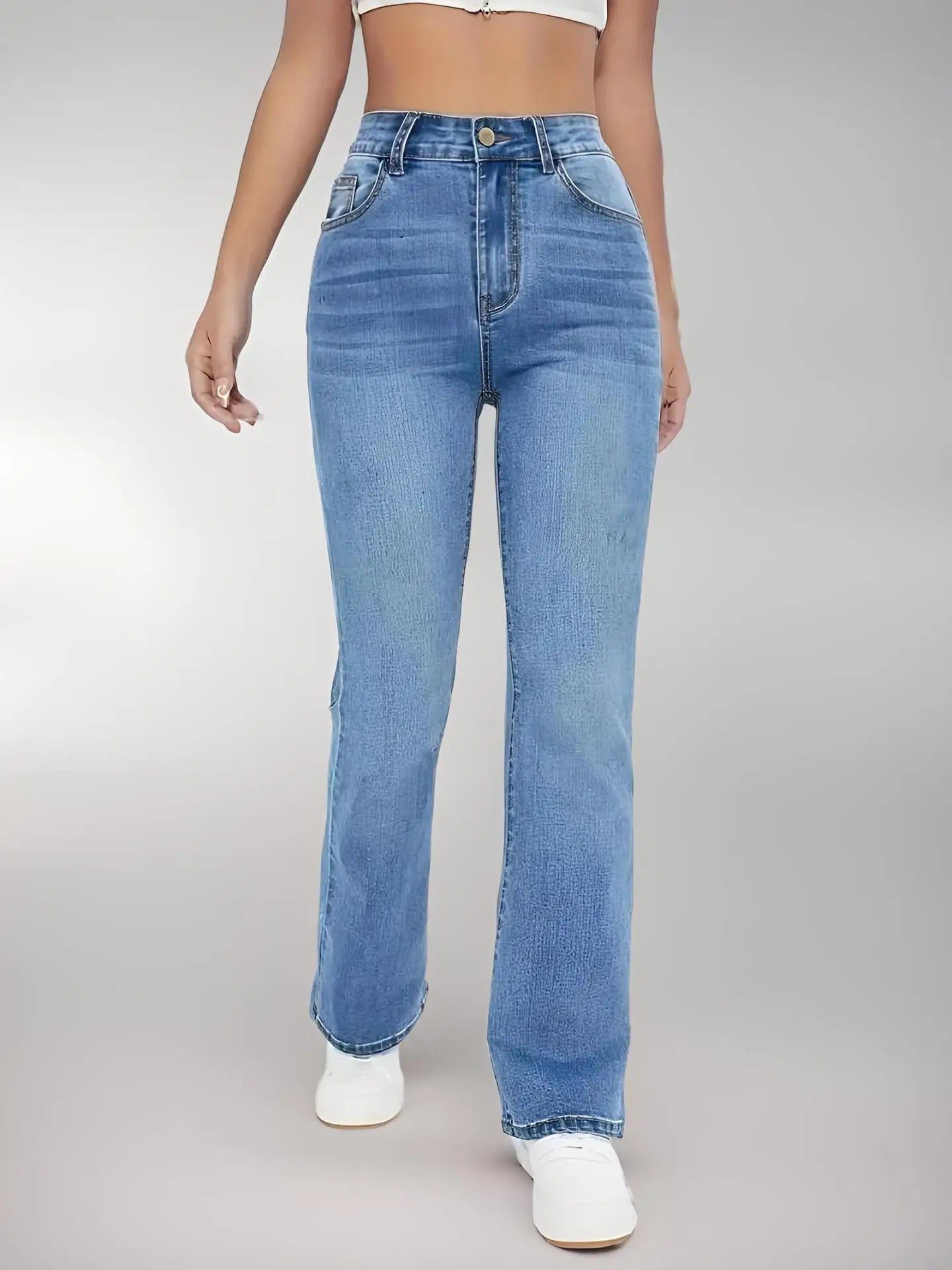 Women's jeans slimming, high waist washed Denim