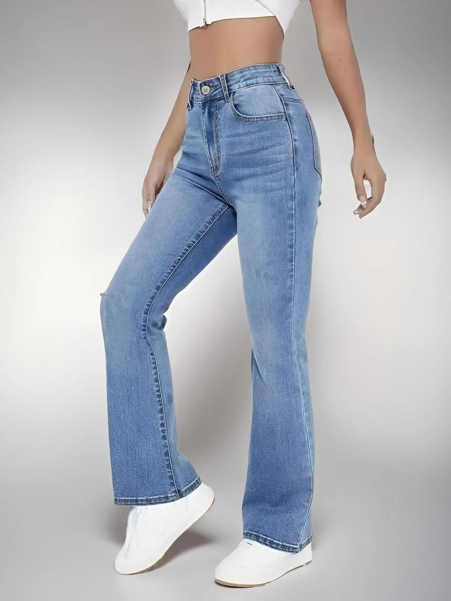 Women's jeans slimming, high waist washed Denim
