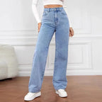 Women's Jeans Women's High Waisted Slim Fit Straight Leg Denim Pants