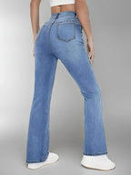 Women's jeans slimming, high waist washed Denim