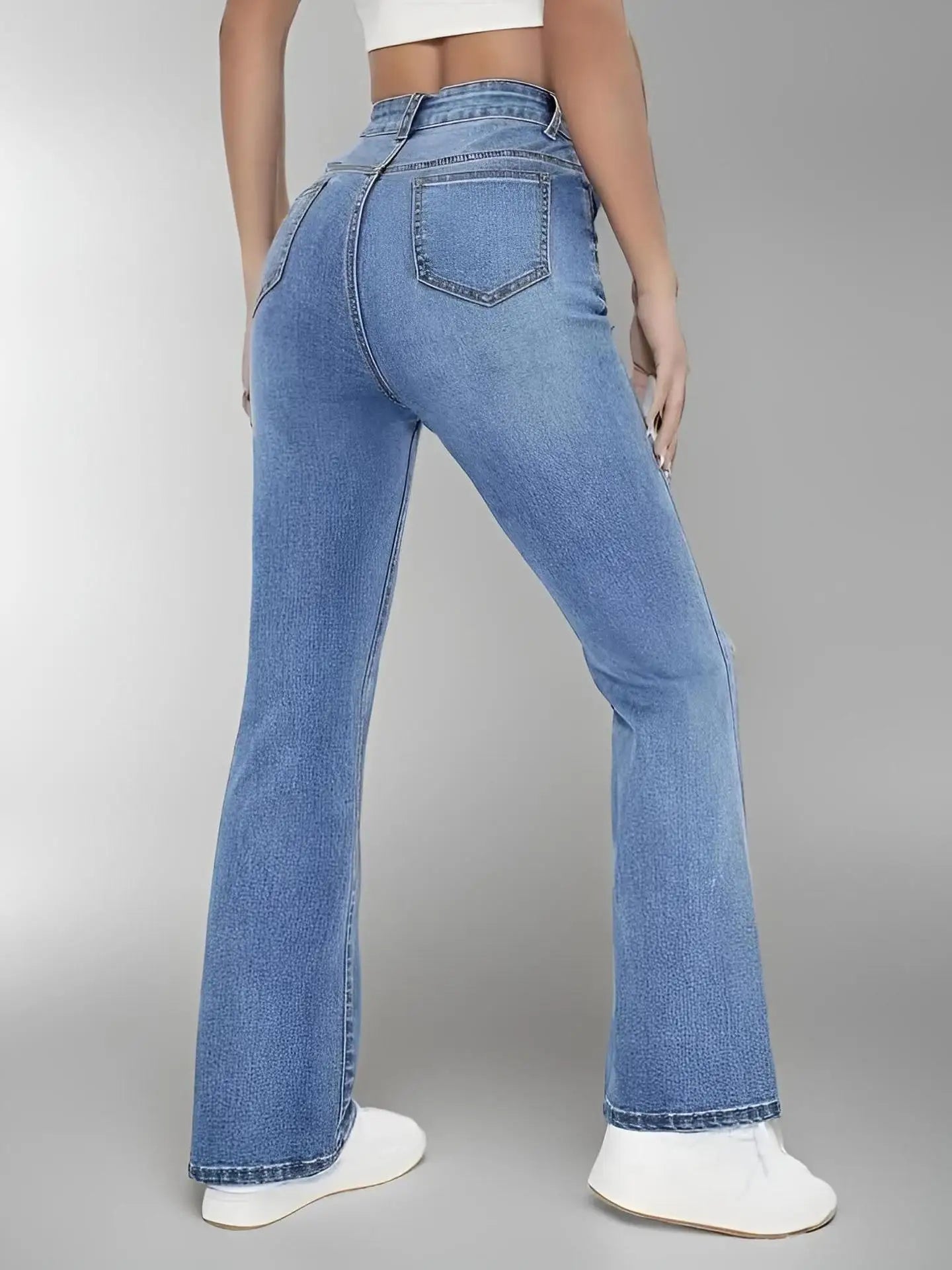 Women's jeans slimming, high waist washed Denim