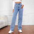 Women's Jeans Women's High Waisted Slim Fit Straight Leg Denim Pants