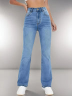 Women's jeans slimming, high waist washed Denim