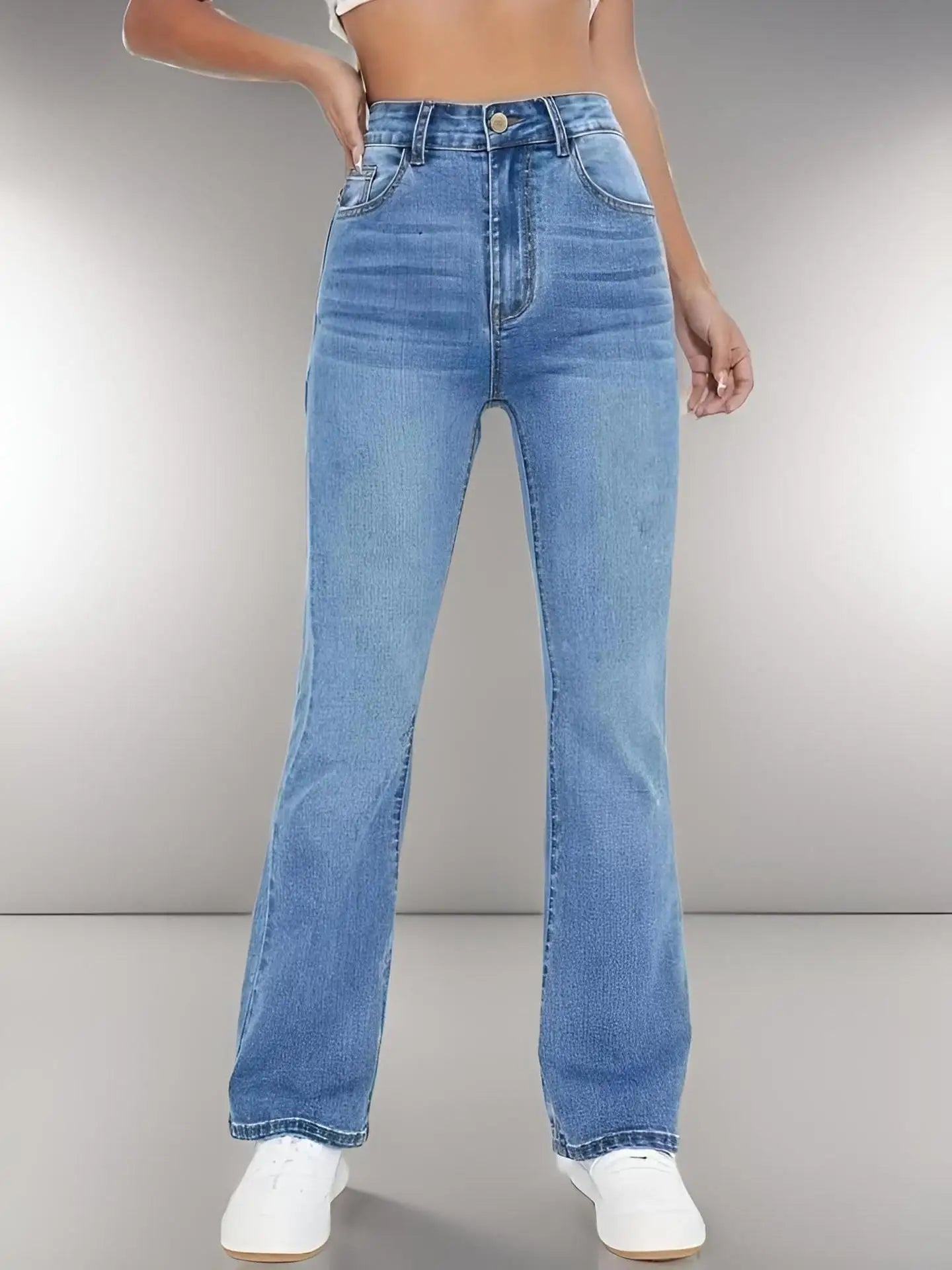 Women's jeans slimming, high waist washed Denim
