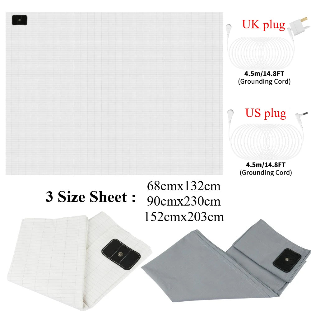 Grounding Bed Sheet US/UK/EU 10% Silver Fiber & 90% Organic Cotton