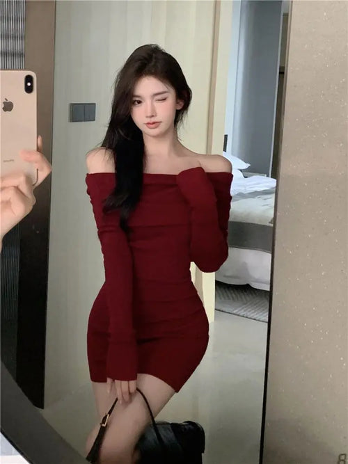 Black Off Shoulder Mini Dresse