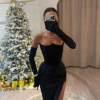 Black Formal Occasion Dress Strapless